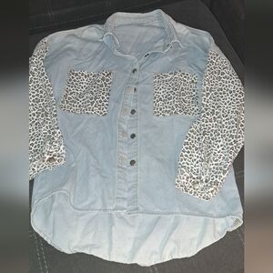Jean and leopard lightweight jacket